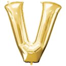 Globos Folienballon Buchstabe V Gold Folie 86cm-1St