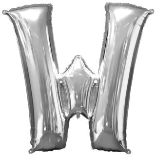 Globos Folienballon Buchstabe W Silber Folie 86cm-1St
