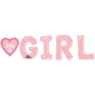 Anagram Folienballon Girl-Set Rosa 250cm-1St