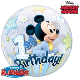 Luftballon Zahl 1 Birthday Mickey Maus Bubble Folie &oslash;56cm