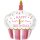 Luftballon -Zahl 1- Happy Birthday Torte Rosa Folie 91cm