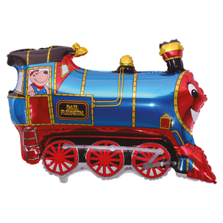 Flexmetal Folienballon Lokomotive mit Lokführer Blau 80cm-1St