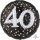 Luftballon Zahl 40 3D Effekt holographisch funkelnd Schwarz Silber Gold Folie &oslash;91cm