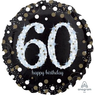 Anagram Folienballon -Zahl 60- Happy Birthday funkelnd ø45cm-1St
