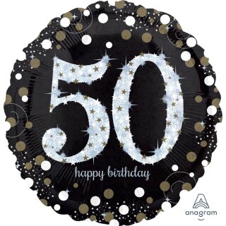 Anagram Folienballon -Zahl 50- Happy Birthday funkelnd ø45cm-1St