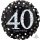 Luftballon Zahl 40 Happy Birthday holographisch funkelnd Schwarz Silber Gold Folie &oslash;45cm