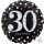 Luftballon Zahl 30 Happy Birthday holographisch funkelnd Schwarz Silber Gold Folie ø45cm
