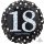 Luftballon Zahl 18 Happy Birthday holographisch funkelnd Schwarz Silber Gold Folie ø45cm