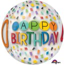 Luftballon Zahl 40 Happy Birthday Klar Bunt Orbz kugelrund Folie &oslash;40cm