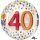 Luftballon -Zahl 40- Happy Birthday Mix Orbz kugelrund Folie ø40cm