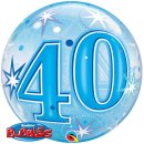 Luftballon Zahl 40 Sterne Blau Bubble Folie &oslash;56cm
