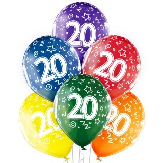 Belbal Premium Luftballon -Zahl 20- ø30cm Mix-6St