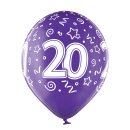 6 Luftballons Zahl 20 Mix &oslash;30cm