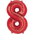 Globos Folienballon -Zahl 8- Rot Folie 86cm-1St