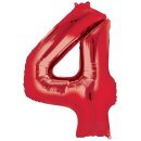 Globos Folienballon -Zahl 4- Rot Folie 86cm-1St