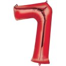 Globos Folienballon -Zahl 7- Rot Folie 86cm-1St
