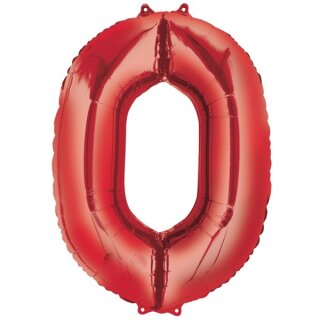Globos Folienballon -Zahl 0- Rot Folie 86cm-1St