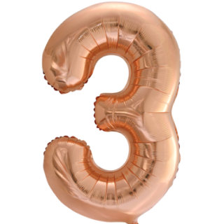 Globos Folienballon -Zahl 3- Rosegold Folie 86cm-1St