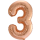 Globos Folienballon -Zahl 3- Rosegold Folie 86cm-1St