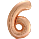 Globos Folienballon -Zahl 6- Rosegold Folie 86cm-1St