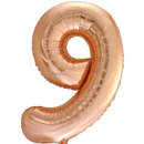 Globos Folienballon -Zahl 9- Rosegold Folie 86cm-1St