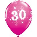 6 Luftballons Zahl 30 pink &oslash;28cm
