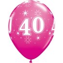 6 Luftballons Zahl 40 pink &oslash;28cm