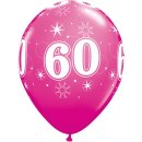 6 Luftballons Zahl 60 pink &oslash;28cm