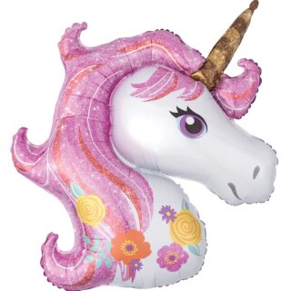 Anagram Folienballon Einhornkopf Rosa 115cm-1St