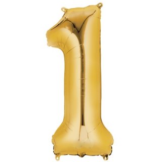 Luftballon Zahl 1 Gold Folie 66cm