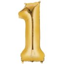 Luftballon -Zahl 1- Gold Folie 66cm