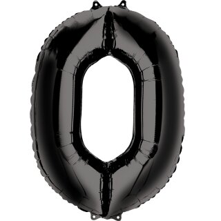 Globos Folienballon -Zahl 0- Schwarz Folie 86cm-1St