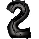 Globos Folienballon -Zahl 2- Schwarz Folie 86cm-1St