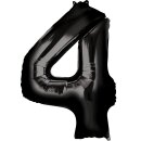 Globos Folienballon -Zahl 4- Schwarz Folie 86cm-1St