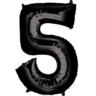 Globos Folienballon -Zahl 5- Schwarz Folie 86cm-1St