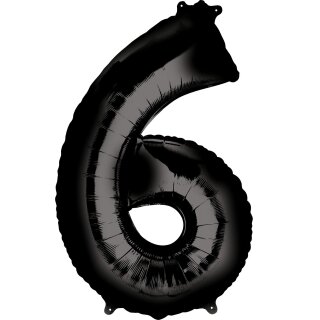 Globos Folienballon -Zahl 6- Schwarz Folie 86cm-1St