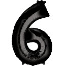 Globos Folienballon -Zahl 6- Schwarz Folie 86cm-1St