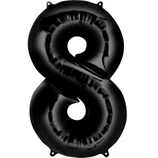 Globos Folienballon -Zahl 8- Schwarz Folie 86cm-1St