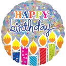 Luftballon Happy Birthday Kerzen Schimmernd Folie-Jumbo...