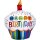 Anagram Happy Birthday Cupcake Regenbogen Folienballon 91cm