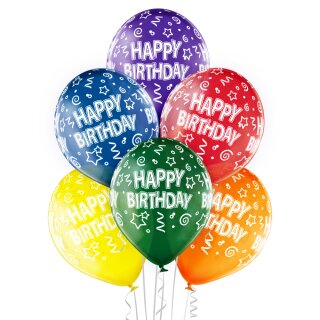 Belbal Premium Luftballon Happy Birthday ø30cm bunt klar-6St