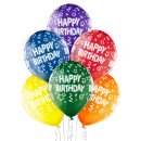 6 Luftballons Happy Birthday Bunt &oslash;30cm