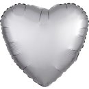 Herzballon Silber Platinum Satin Folie &oslash;45cm