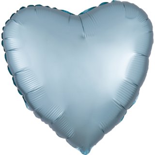 Herzballon Blau Stahl Satin Folie &oslash;45cm