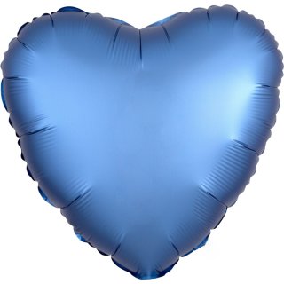 Herzballon Blau Azur Seidenglanz Folie ø45cm