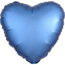 Herzballon Blau Azur Satin Folie &oslash;45cm