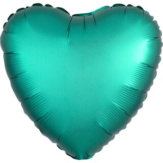 Anagram Folienballon Herz Grün Jade Satin  ø45cm-1St