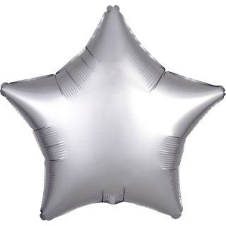 Sternballon Silber Platinum Satin Folie &oslash;45cm