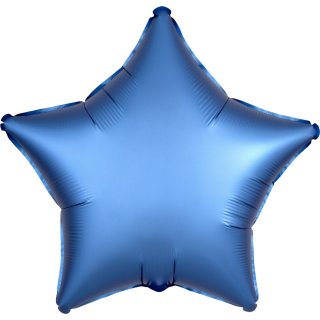 Sternballon Blau Azur Satin Folie &oslash;45cm