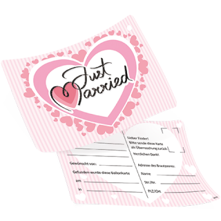 luftballonsDE Ballonflugkarte Just Married Herz Rosa-50St
